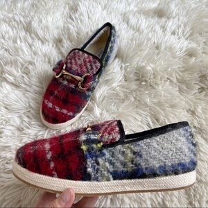 NEW Steve Madden Paxtyn Red Plaid Slip Ons Faux Fur Red Size 6 NWT Fuzzy